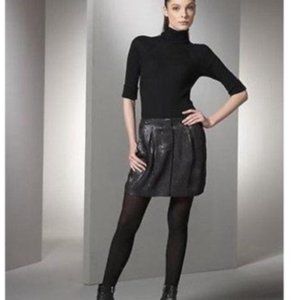 VINCE Black Silver Metallic Skirt
